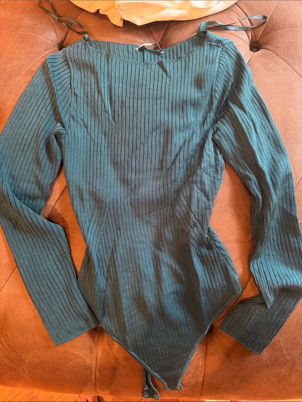 Abercrombie & Fitch Teal Ribbed Long-Sleeve Bodysuit